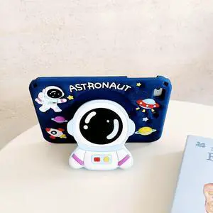 Cute Astronaut Spaceship Cartoon Case for iPad 10th Generation 10.9 Inch 2022 11th Generation A16 iPad 11 Inch 2025 Designed for Boys Teens Soft 3D Silicone with Strap and Foldable Stand (Astronaut)