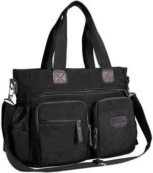 YIEMICPRO Nurse Bag for Work - Large Women Work Toter Multiple Pockets, with Laptop Compartment, Durable Shoulder Strap for Nurses, Teacher & Home health nurse bag Healthcare Professional (Black)