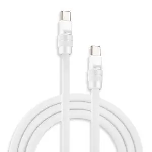 chubbycable Chubby 2.0 Fast Charging Cable Durable Soft Silicone USB C Cable 240W Extra Thick Charger Cord Compatible with iPhone 17-15 Series iPad, White+White, Type-C to Type-C, 3.3 FT
