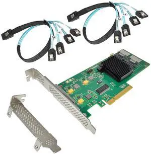 SAOESS PCI Express 2.0 SAS+SATA HBA 6Gb/s Raid Controller Card, SAS2008 Controller Chip, Same as SAS 9211-8I with 2 Set Cable