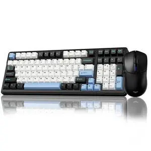 AULA Wireless Keyboard and Mouse Combo, F99 Mechanical Keyboards Hot Swappable Custom Keyboard+SC580 Wireless Gaming Mouse Black