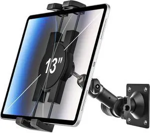 woleyi Tablet Wall Mount for iPad - [360° Adjustable Arm] Tablet Holder Stand for Kitchen Cabinet, Under Counter, Desk, for 4-13" Device iPad Pro, Air, Mini, Phone, Galaxy Tab, Z Fold, Fire HD, Switch