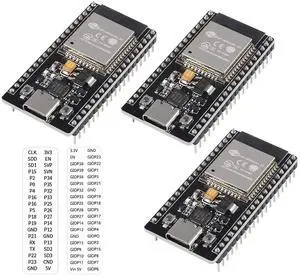 3Pcs ESP32 Development Board CP2102 Chip 38Pin Narrow Version WiFi + Bluetooth Microcontroller Dual Cores ESP-32 ESP-32D Board ESP-WROOM-32 2 in 1 Dual Core Low Power Consumption USB C Type C