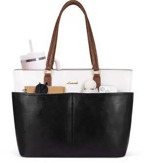 LOVEVOOK Laptop Tote Bag for Women, 17.3 inch Laptop Work Bags for Teacher with Cup Holder