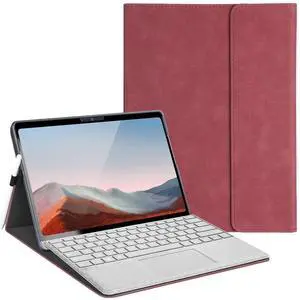 SSS·GRGB Case for Microsoft Surface Pro 7 Plus/7/6/5/4 12.3 inch, Multiple Angle Viewing, Stylus Holder, Light Heat Dissipation, Compatible with Type Cover Keyboard, Red