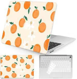 Seorsok Compatible with MacBook Air 13 Inch Case2022 2021 2020 2019 2018 Release A1932 A2179 M1 A2337 Touch ID,Cute Fruit Plastic Hard Shell Case with Keyboard Cover,Orange