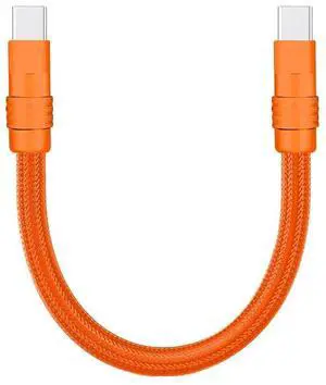 ChubbyCable Short USB C Cable 240W Fast Charging Nylon Braided Type-C Charger Cord for Power Bank, Phones, Tablets, Orange+Orange, 1.64FT