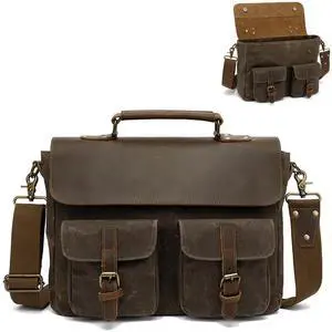 PAHVRION Mens Messenger Bag 15.6 Inch laptop Bag Portable,Vintage Briefcase For Men/Women,Unisex Office Crossbody Bag