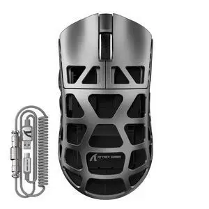 FELICON x Attack Shark R3 Wireless Gaming Mouse,PAW3395 26K DPI 8KHz Polling Rate,Magnesium Alloy 46g Ultralight,Programmable Tri-Mode BT/2.4G/Wired Computer Mice with Coiled Cable - Silver