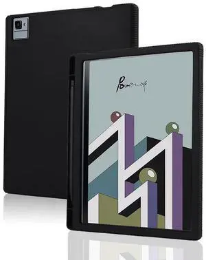 MINGFENG FRO Slim Silicone Back Cover for Onyx Boox Tab Ultra C Pro Case Pencil Holder 10.3" eBook Soft Protective Shell Boox Tab 10 10C Pro (Black)