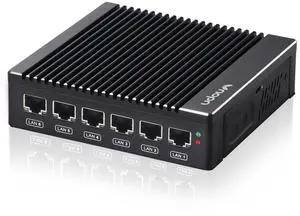 Fanless Firewall Appliance Firewall Mini PC Intel N3700 4C/4T, 6 x Intel i226-V Gigabit Ethernet LAN,AES-NI 8GB DDR3 128GB SSD 4K/USB3.0/HD/Netgate Router VPN Test with ps-sense/opn-sense (N3700-6LAN)