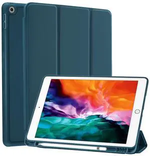 SIWENGDE Compatible for Apple iPad 9.7 Case 2018 iPad 6th Generation Cases/2017 iPad 5th Generation Case with Pencil Holder, Slim Soft Silicone Smart Trifold Stand Protective Cover(Blue)