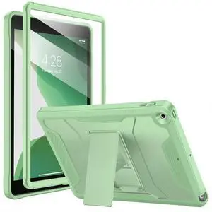 Soke Case for iPad 9th/8th/7th Generation 10.2-Inch (2021/2020/2019 Release), with Built-in Screen Protector and Kickstand, Rugged Full Body Protective Cover for Apple iPad 10.2 Inch - Matcha Green