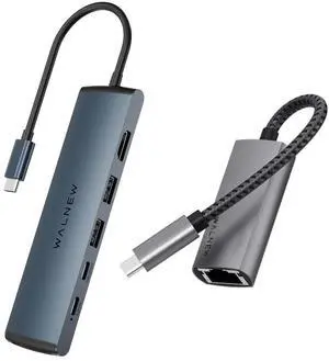 WALNEW 7-in-1 USB C Hub& USB-C to Ethernet Adapter