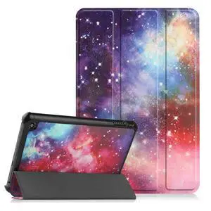 UUcovers Case for All-New Kindle Fire 7 Tablet (Only Compatible with 12th Generation, 2022 Release) with [Auto Wake/Sleep] Folio Stand Shockproof PU Leather Slim Lightweight Cover, Purple Galaxy