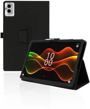 for Boost Celero 5G Tab 11 Inch Android Tablet Case,BOVUGAC Folding Stand Protective Cover with Pencil Holder and Wrist Strap,Full Protection, Premium PU,Scratch Resistant(Black)