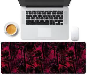 Large Mouse Pad, Full Keyboard Laptop Computer Mouse Mat, Red Long Mousepad for Gaming Home and Office, Waterproof and Anti-Slip Neoprene Base, 31.5 x 11.8 Inches