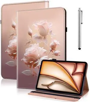 VODEFOX Case for Samsung Galaxy Tab A9 Plus / A9+ 5G 11 Inch 2023 (SM-X210/X216/X218), PU Leather Flip Stand Tablet Cover - Ceramic Roses