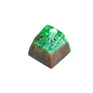 Jellyfish Artisan Keycap Brown Green Coral Reef R1 SA Profile Custom Sea Creature Keycaps 1U ESC Handmade Gaming Sea Resin Key Cap Cherry MX Switch Compatible Mechanical Keyboard Jellyfish Lover Gift
