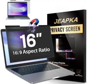 Magnetic Laptop Privacy Screen Filter 16 inch for 16:9 Widescreen Computer Monitor, Removable Anti Blue Light Privacy Shield, Anti-Glare Protector