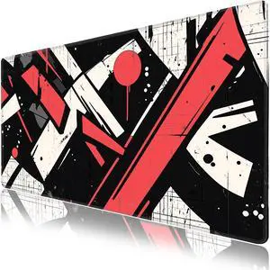 Extra Large Abstract Gaming Mouse Pad for Computer, Laptop & Keyboard - 31.5"x15.7", Non-Slip Rubber Base, Water-Resistant Surface, Extended Mousepad for Gamers & Office (Crimson Shards, XX-Large)