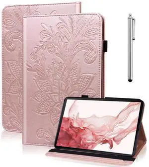 TUOLISG Case for iPad (A16) 11th Generation 11 Inch (2025), iPad 10th Generation 10.9 Inch (2022), Embossed PU Leather Stand case with Auto Wake/Sleep, Pen Holder & Card Slots-Rose Gold