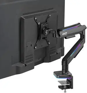 AVLT RGB Lights Single 17-49 Gaming Monitor Arm Desk Mount, Fits One Flat/Curved/Ultrawide Screen up to 44lbs(20kg), Height Swivel Tilt Adjustable Stand - Black