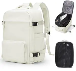 VENATIN Vacuum Backpack Travel With Pump,Personal Item Travel Bag,Waterproof Seal Compression bags, Carry on Flight Approved Backpack Grey and whiteWith Air Pump