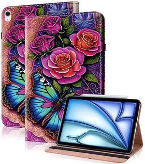TUOLISG Compatible with iPad Air 11 Inch Case 7th/6th Generation (M3/M2) 2025/2024, for iPad Air 5th/4th Generation Case 10.9 Inch 2022/2020 with Pencil Holder & Stand & Card Slots-Colorful Butterfly