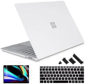 May Chen Case for 13.5" Microsoft Surface Laptop 3/4/5 with Alcantara Palm Rest Model 1867 1958 1950 (2019 2021 2022), Plastic Hard Shell Case with Keyboard Cover + Screen Protector, Matte Clear