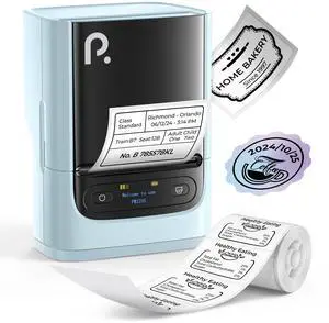 POLONO PM220S Label Maker Machine with Tape, 2 Inch Bluetooth Thermal Label Printer, Portable Sticker Printer for School, Office, Home, Business, Label Maker with 2'' x1.18'' Labels, Blue