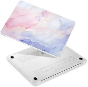Yebiseven Case for MacBook Air 13 inch 2021 2020 2019 2018 Model A2337 M1/A2179/A1932, Laptop Hard Shell Case with Keyboard Cover & Screen Film & OTG Adapters & 2 Webcam Covers, Pastel Marble