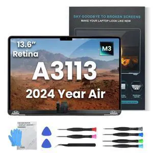 YUSE A3113 Screen Replacement for MacBook Air 13.6" M3 2024 EMC 8611 13.6 inches 2560x1664 Full LCD Display Complete Assembly with Fix KitsStarlight