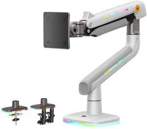 NB Gaming Monitor Arm or for 32 to 60 Inches Screen, Load up to 20 kg, VESA 75/100, RGB-Light, Heavy Duty, Multi Angle Adjustable, Premium Aluminum, White