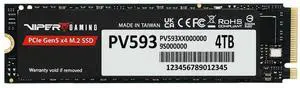 Patriot Viper PV593 4TB Internal SSD - NVMe PCIe Gen 5x4 - M.2 2280 - Sequential Read (CDM): up to 14,000MB/s; Sequential Write (CDM): up to 13,000MB/s - Solid State Drive - PV593P4TBM28H