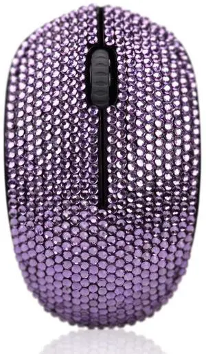Bling Dazzling 2.4GHz Wireless Silent Mouse Covered with Rhinestone Crystal, Crystallized Mouse with USB Receiver, Compatible with Notebook, PC, Laptop, Computer, MacBook,Great Gift (Purple)