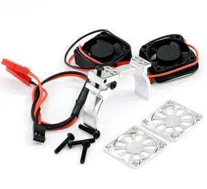 Powerhobby 1/10 Car/Truck Aluminum Heatsink 30mm Twin Turbo Cooling Fans with Motor Mount (Silver)