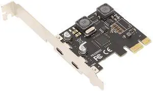 PCI E Type C Expansion Card, 2 Ports 5Gbps USB C PCI Express Controller Card with Independent Stabilizing Capacitor, for PC Motherboard