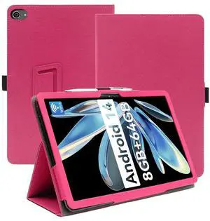 Case for HiGrace C10 Tablet 10 inch Android 14 New 2024Premium Leather Business Folio Stand Cover with Hand Strap for Tablet,Rose Red.