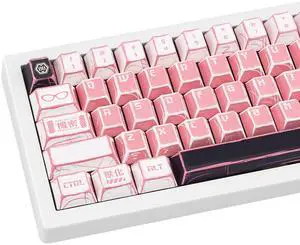 GEKUCAP Pink PBT Keycaps Manga Japanese Keycaps Set 135 Keys Cherry Profile Dye-Sub Custom Key Caps for 60% 65% 75% 100% Cherry MX Mechanical Keyboard
