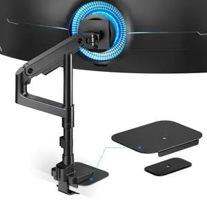 Ares Wing Heavy Duty Monitor Arm & Steel Monitor Mount Reinforcement Plate for 17-49'' and 44 Lbs Ultrawide Screen