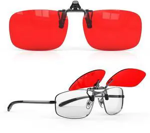 Goiteia Red Clip on Blue Light Blocking Glasses for Sleep-Block Blue & Green Light, Improve Sleep, Relieve Eye Strain and Headaches, Red Light Glasses for Screen Use