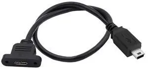 NFHK Mini USB 2.0 5Pin Male to Micro 3.0 Type-B Female Screw Mount Type Extension Cable 480Mbps
