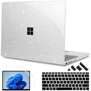 Tuiklol Case for 13.5 Inch Microsoft Surface Laptop 5/4/3 Releases with Metal Palm Rest, Plastic Hard Shell Case with Screen Protector and Keyboard Cover +Dust Plugs Model 1951/1868, Sparkly Clear