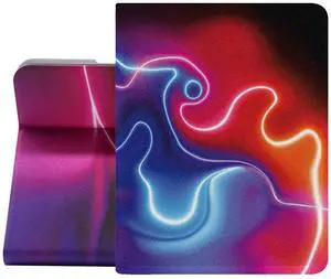 Berkin Arts for iPad Mini 7th 2024 & iPad Mini 6th 2021 (8.3 Inch) Folio Case Premium Leather Cover Holography Abstract Neon Shapes Cool Purple Blue Lighting
