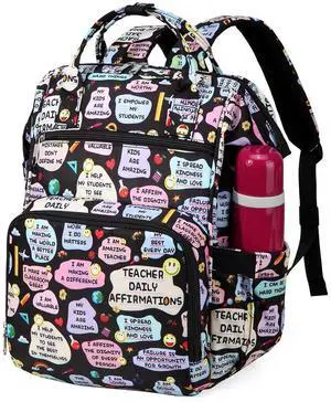 Teacher Backpack for Women Laptop Computer Bag Office Educators Waterproof Work Bags Carry on Travel Back Pack Large Capacity (smile, 15.6 inches)