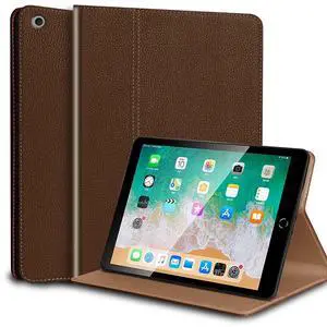 NANRUIL for Ipad Case 10.2-inch 9th/8th/7th Gen 2021/2020/2019 Genuine Leather Cover Protective Shell,Auto Wake/Sleep.Dark Brown