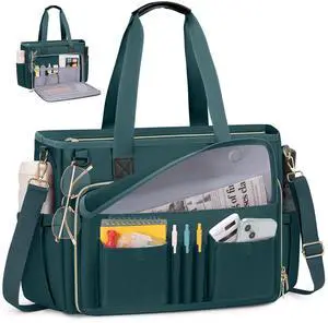 RAINSMORE Teacher Tote Bag 15.6 inch Laptop Bag for Women Work Bags Nurse Bag Lightweight Laptop Tote Computer Messenger Shoulder Bags with Insulated Pocket, Professional Laptop Briefcase
