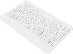 Sanpyl 10in Ultra Thin Bluetooth French AZERT Keyboard, Slim Multifunctional Keyboard for Tablet Phone Computer (White)