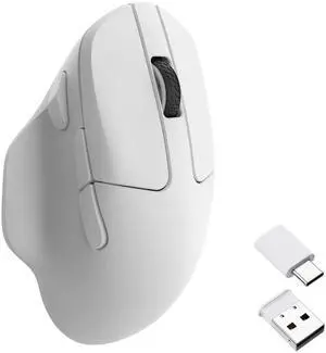 Keychron M7 Wireless Computer Mouse, 26K DPI Optical Computer Mouse, 2.4 GHz/Bluetooth/Wired with Macro Button 63g Lightweight Ergonomic, Up to 70 Hours Worktime for Laptop macOS/Windows - White